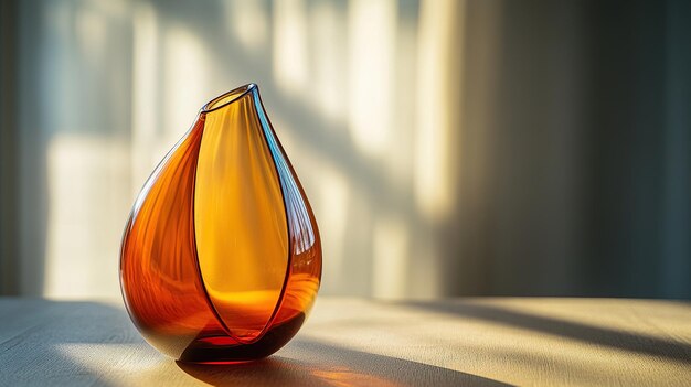 Photo a beautiful amber glass vase reflecting light adding elegance to any space