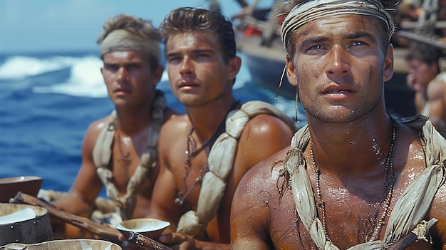 Beautiful American men researching origins of human culture