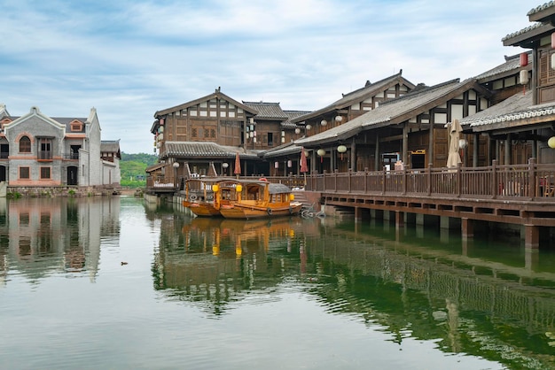 Photo the beautiful ancient town of lizhuang on the lake yibin city sichuan province china