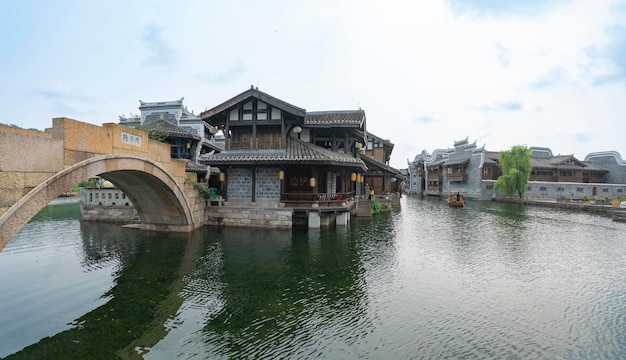 Photo the beautiful ancient town of lizhuang on the lake yibin city sichuan province china