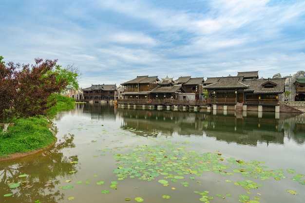 Photo the beautiful ancient town of lizhuang on the lake yibin city sichuan province china