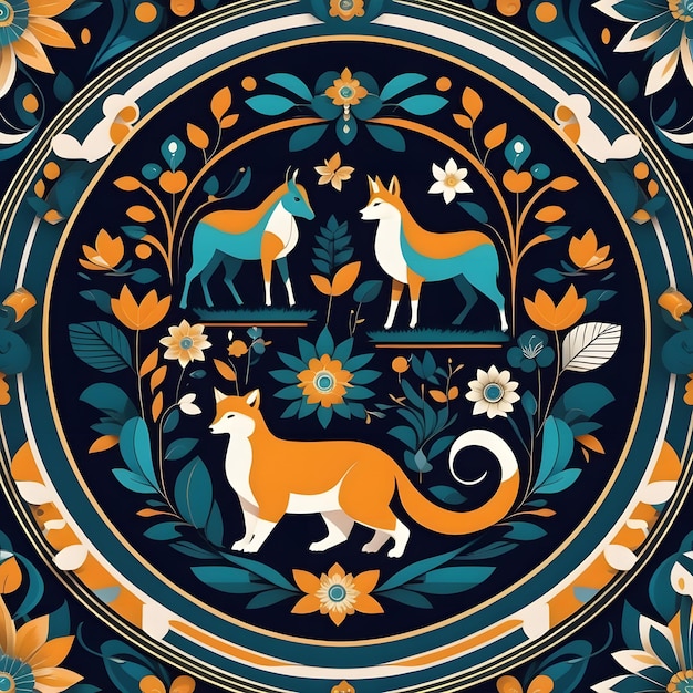 beautiful animal decoration pattern design art images from AI generated art