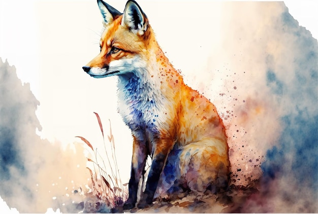 Beautiful animal small charming fox illustrationcute animal watercolor backdrop