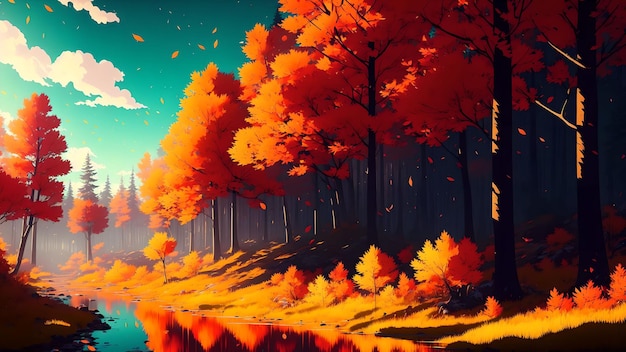 beautiful anime style wallpaper. generated with ai