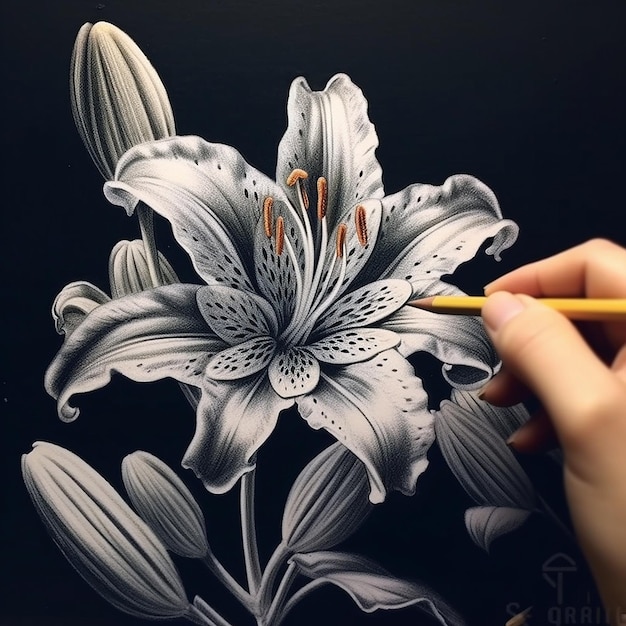 Beautiful any flowers pencil draw realistically images Generative AI