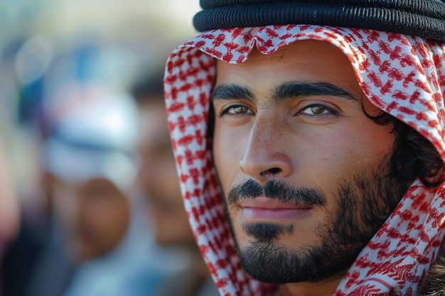 Beautiful Arabian men participating cultural ceremonies