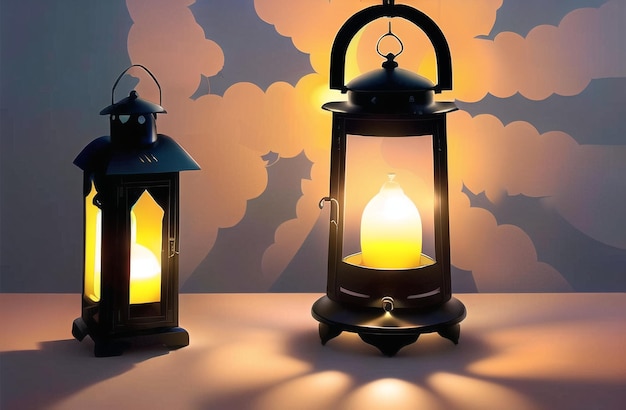 Beautiful Arabic Lantern Background Ramadan Kareem Greetings Muslim Festival of Ramzan Generative AI