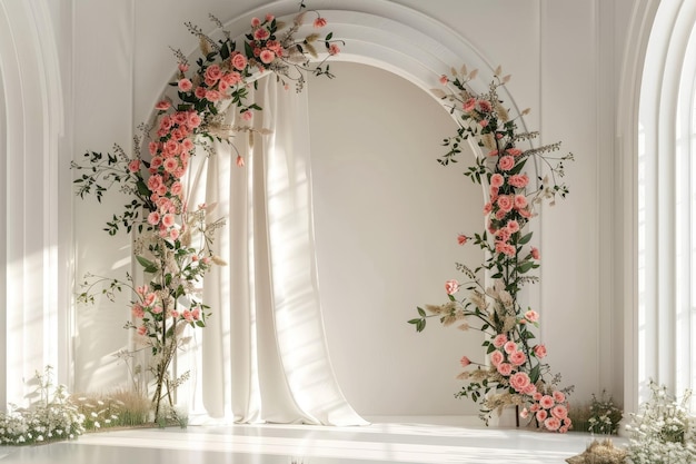 Beautiful Arch and Flowers Backdrop for Wedding Interior