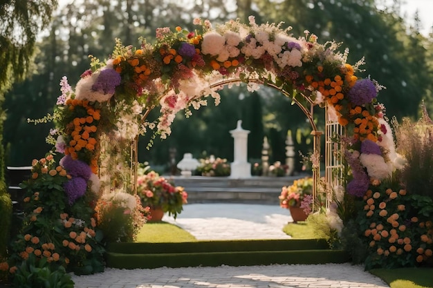 A beautiful arch for a wedding ceremony.