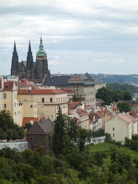 Beautiful architectural buildings in Prague, the Czech capital.