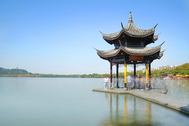 Beautiful architectural landscape and landscape in West Lake, hangzhou