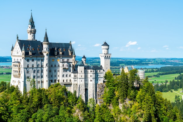 Beautiful Architecture at Neuschwanstein Castle in the Bavarian Alps of Germany.