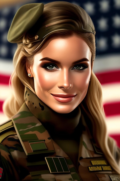 A beautiful army girl with gun generated Ai