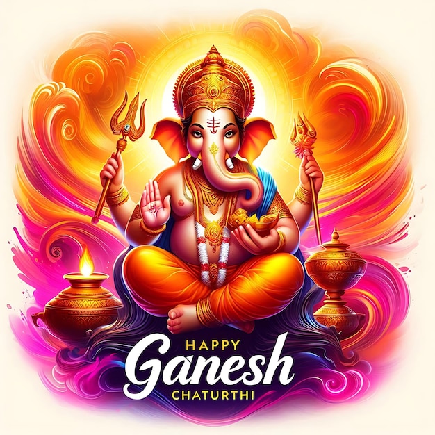 Beautiful art Ganesh Chaturthi card design