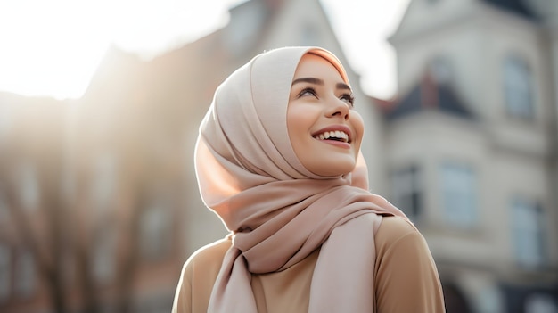 A beautiful asian muslim woman wearing hijab