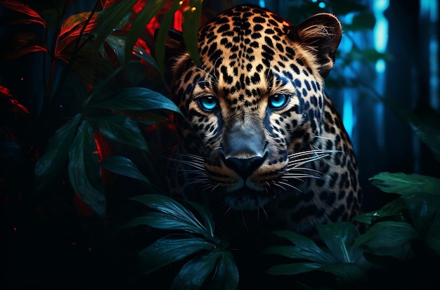 beautiful asian tiger with lush green habitat background Generative AI