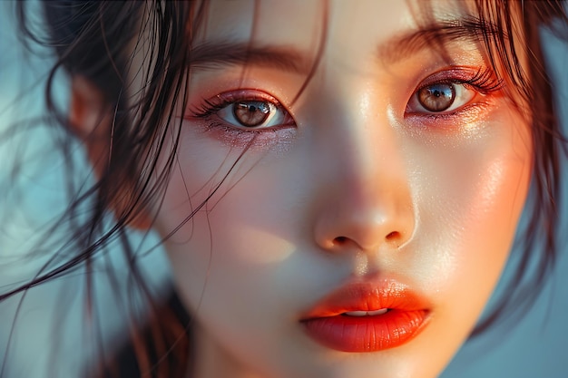 Beautiful Asian Woman Her Eyes Accentuated