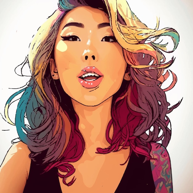 Beautiful asian women comic art manga art