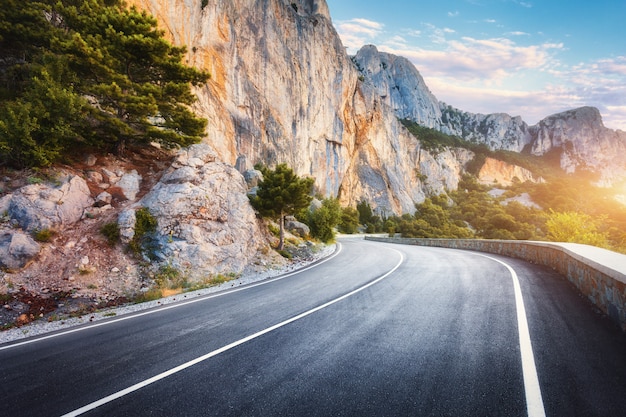 Beautiful asphalt road in autumn. 