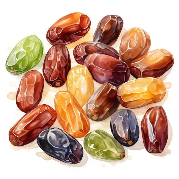 beautiful assortment of fresh colorful translucent fresh dates fruit background image illustration