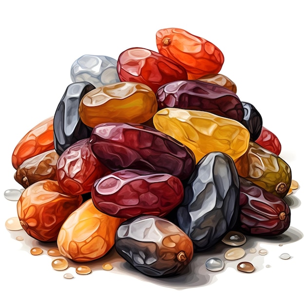 beautiful assortment of fresh colorful translucent fresh dates fruit background image illustration