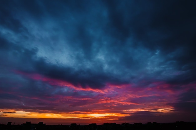 Beautiful, atmospheric sunset in the sky