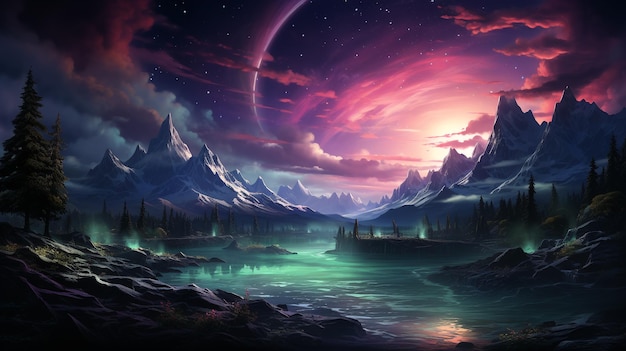 Beautiful aurora background