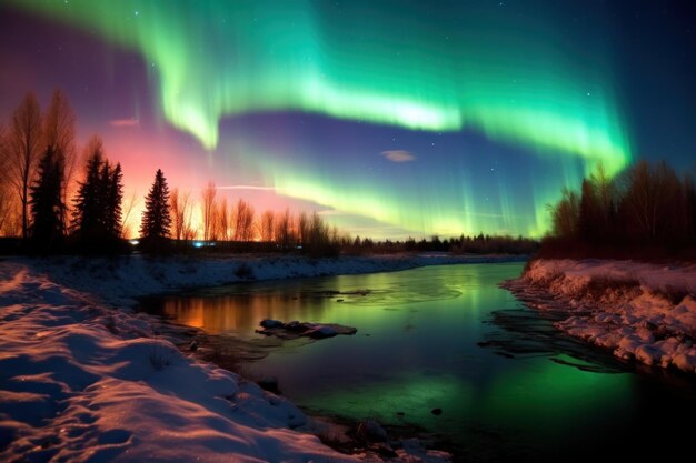 Beautiful aurora views Northern lights above the mountains