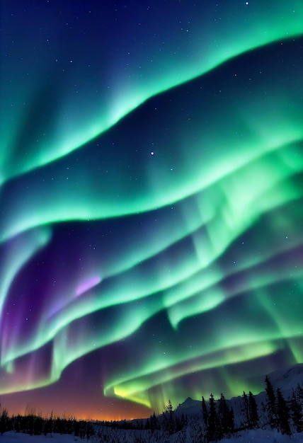 Beautiful aurora wallpaper 3D rendering