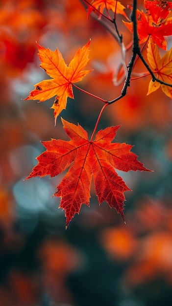 Beautiful autumn background with red and orange maple