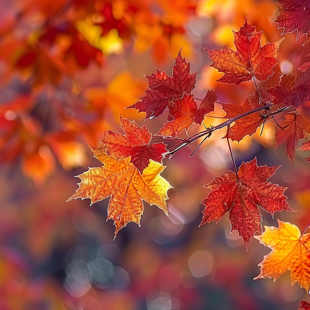 Beautiful autumn background with red and orange maple