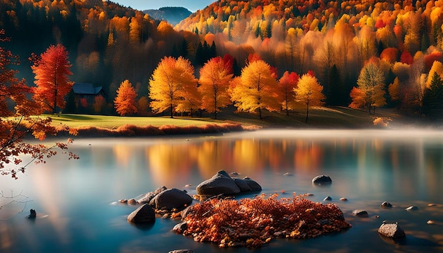 Photo beautiful autumn landscape background