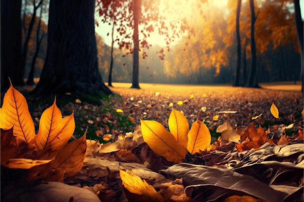 Beautiful autumn landscape with colorful foliage landscape background