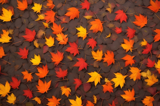 Beautiful autumn landscape with Colorful foliage in the park Falling leaves natural background