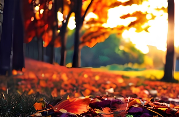 Beautiful autumn landscape with colorful foliage scenery background photo AI Generated