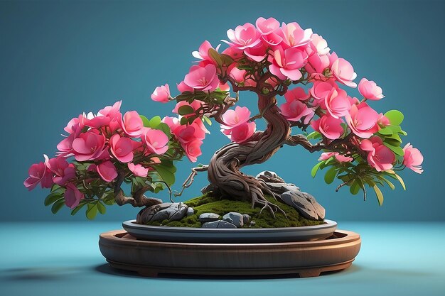 Photo beautiful azalea potted plant bonsai flower tree