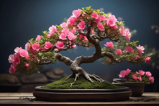 Beautiful azalea potted plant bonsai flower tree