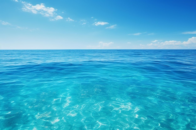 Beautiful azure sea and blue sky on the horizon