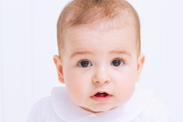 Beautiful baby portrait on white background