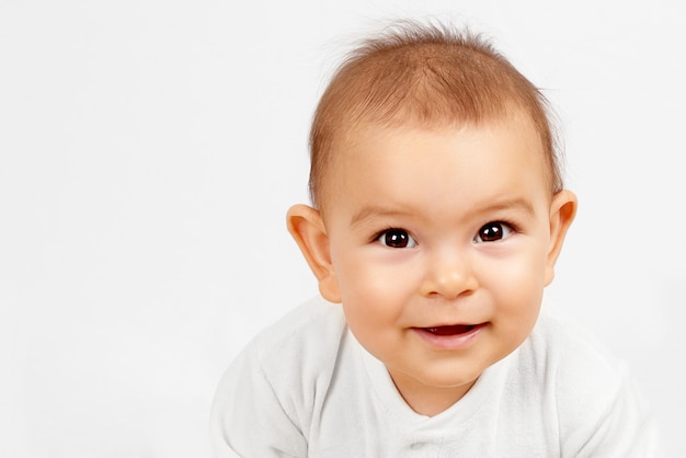 Beautiful baby portrait on white background