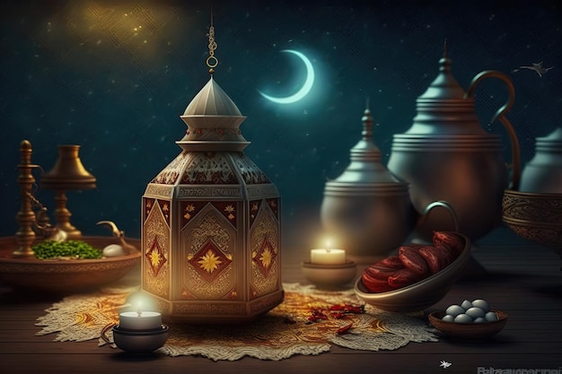 Beautiful backgroumd for Ramadan AI render