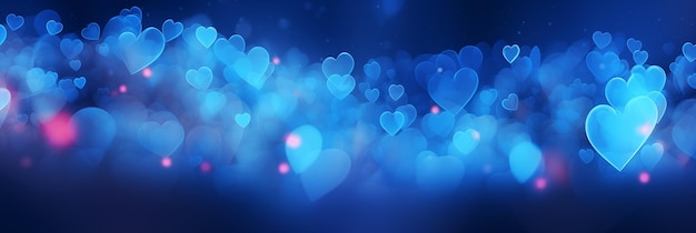 Photo beautiful background banner with blue hearts lights sparkles and bokeh valentines day