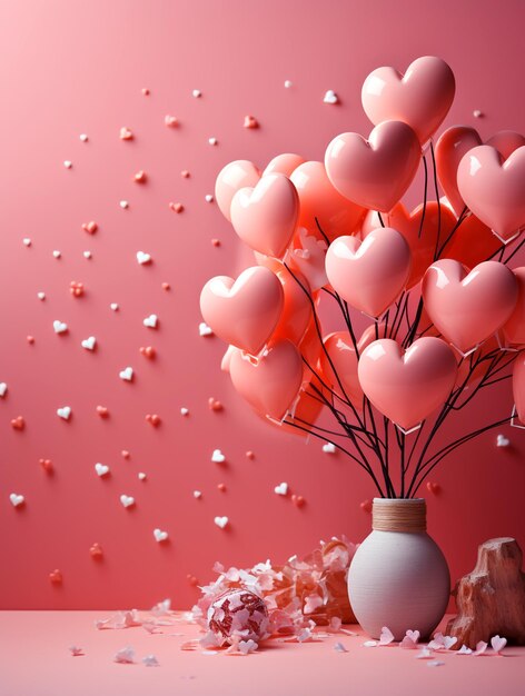 A beautiful background pink background with hearts