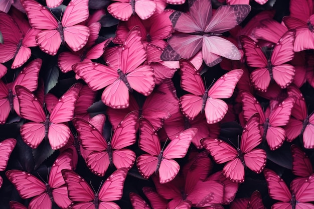 Beautiful background of tropical pink butterflies