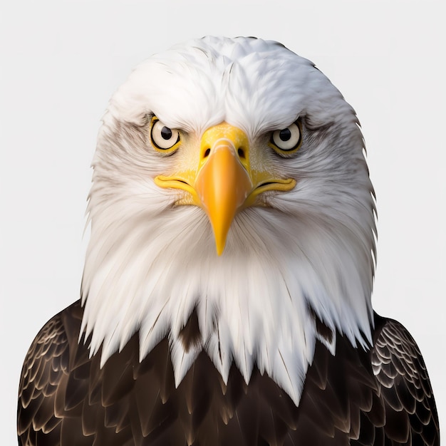 Beautiful Bald Eagle isolated on White background