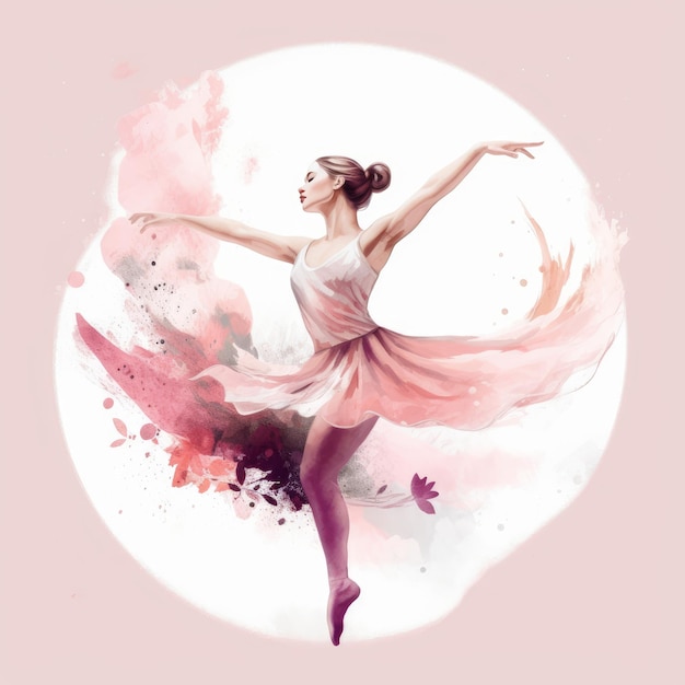 Beautiful ballet LOGO design can combine pink generative AI