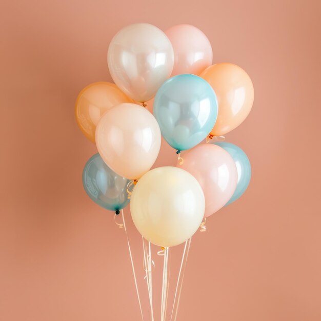 Beautiful Balloons Bouquet with Ribbon Soft Colored Bundle of Flying Helium Balloons for Birthday