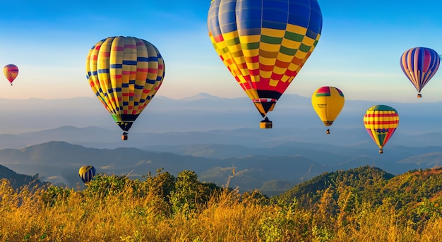 Beautiful balloons flying in the air