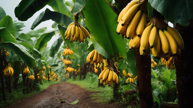 Beautiful bananas in orchard plantation