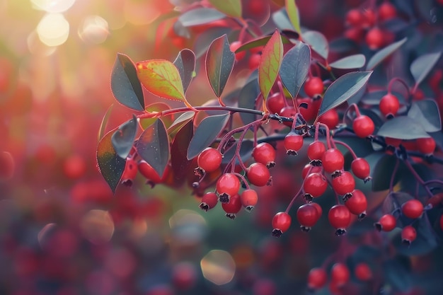 Photo beautiful barberry berries in garden photo background